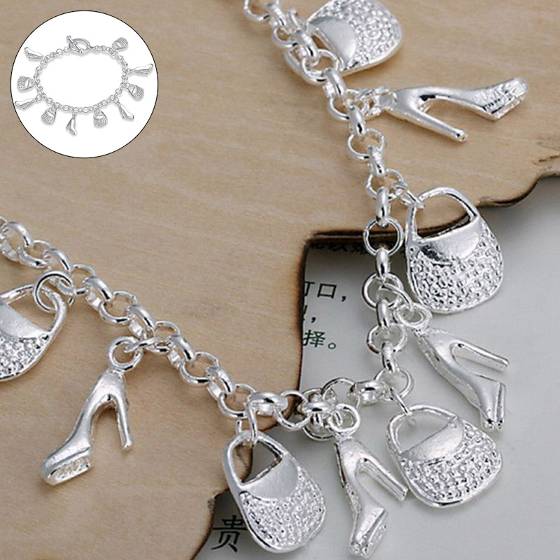 new fashion gift for women girl beautiful High quality Silver color Jewelry charm Bracelets factory price free shipping - Image 15