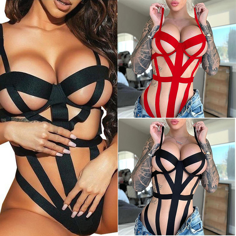 Women Sexy Lingerie Strap Binding Hollow Temptation Passion Open-End Jumpsuit - 图片 12