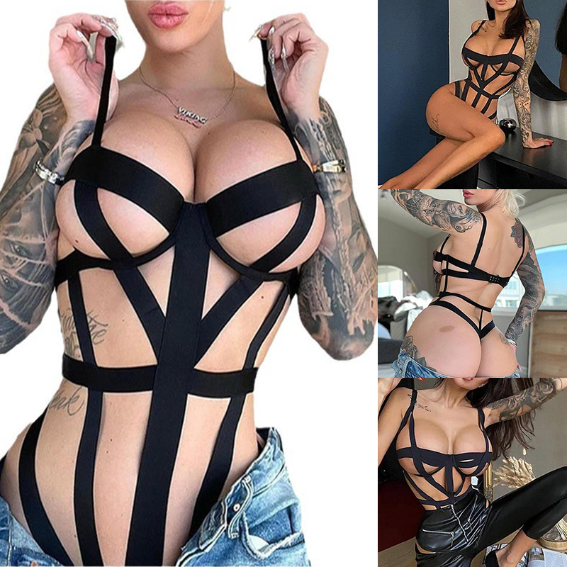 Women Sexy Lingerie Strap Binding Hollow Temptation Passion Open-End Jumpsuit - 图片 11