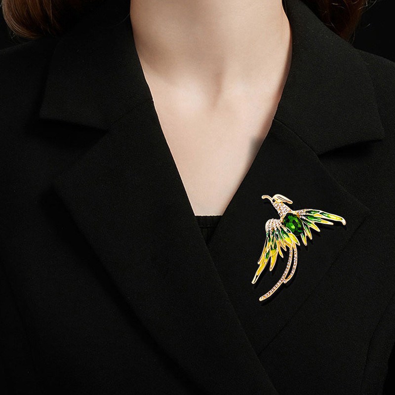 Crystal Phoenix Bird Brooches For Women Men 5-color Enamel Flying Beauty Bird Party Office Brooch Pin Gifts - Image 7