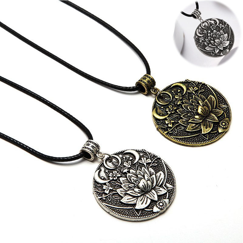 1pc Lotus Eyes Moon Pendant Prettiest Women Lotus Mandala Flower Necklace Phase Lotus Meditation Yoga Jewelry - Image 9