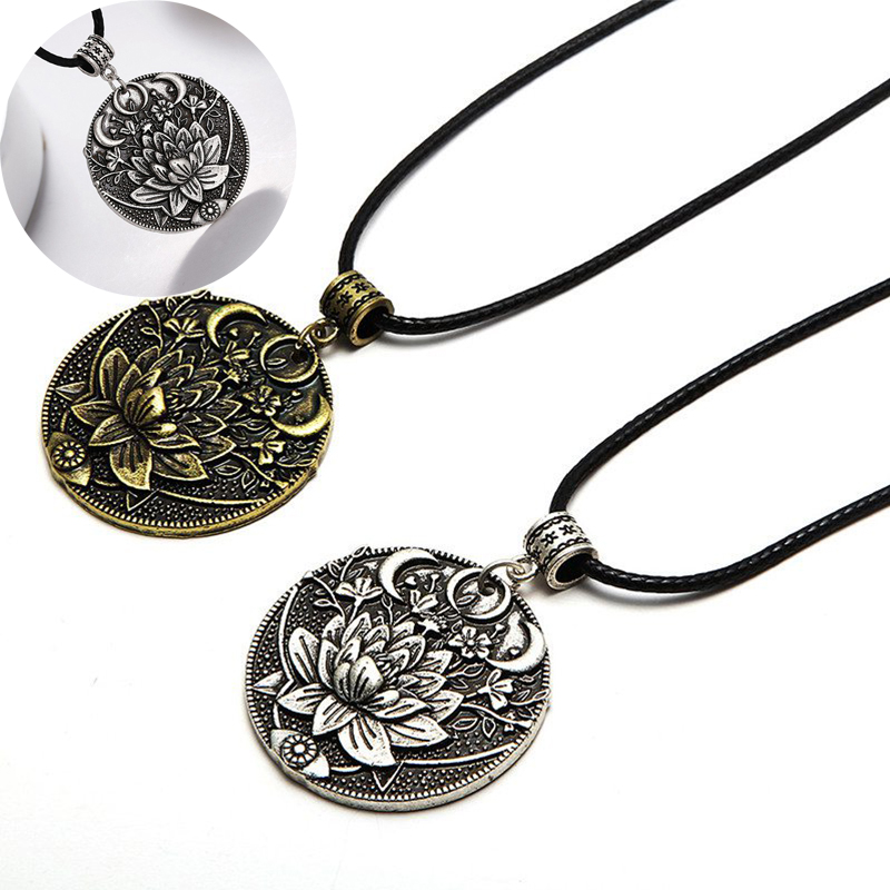 1pc Lotus Eyes Moon Pendant Prettiest Women Lotus Mandala Flower Necklace Phase Lotus Meditation Yoga Jewelry - Image 10
