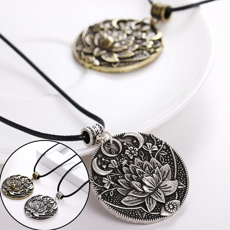 1pc Lotus Eyes Moon Pendant Prettiest Women Lotus Mandala Flower Necklace Phase Lotus Meditation Yoga Jewelry - Image 22