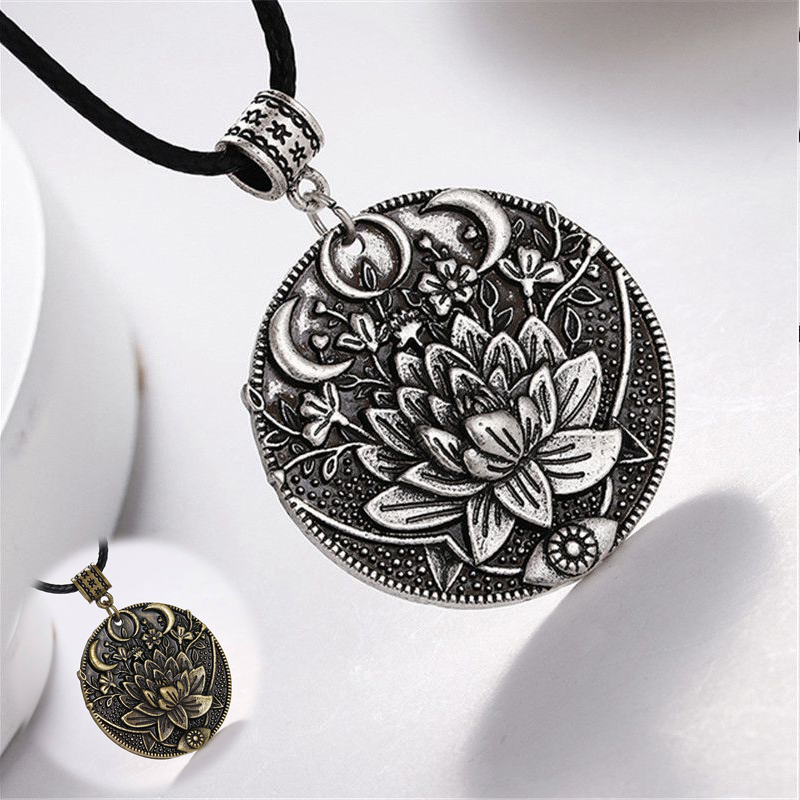 1pc Lotus Eyes Moon Pendant Prettiest Women Lotus Mandala Flower Necklace Phase Lotus Meditation Yoga Jewelry - Image 8