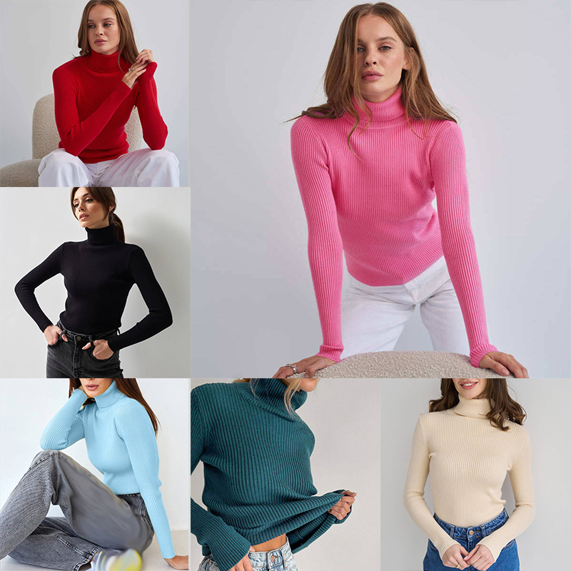 Fashion Turtleneck Sweaters Long Sleeve Bottoming Shirt Pullover Sweater Women - Image 34