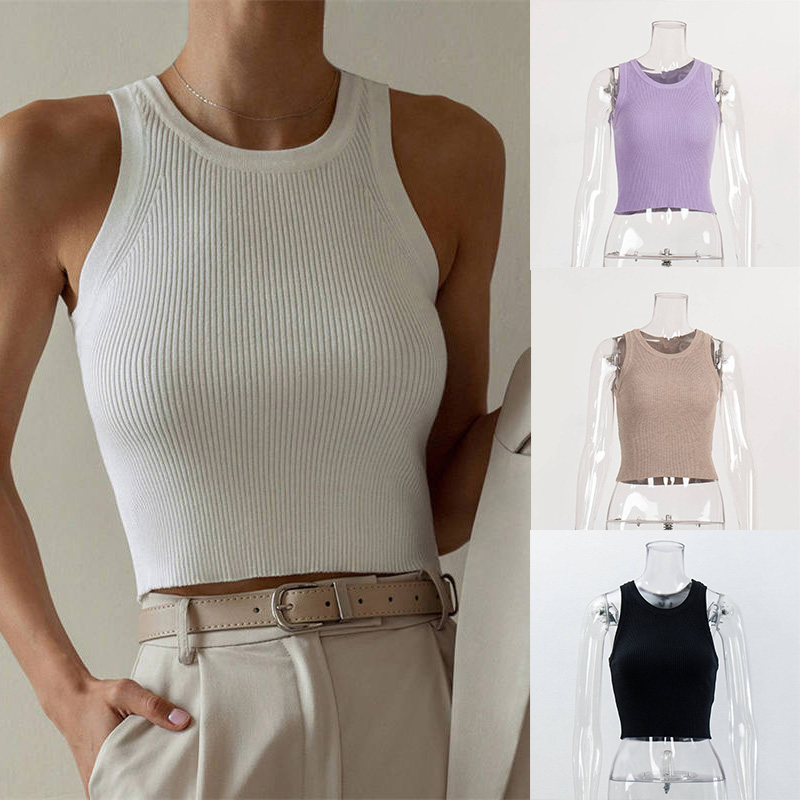 Knitted Vest Women's Solid Color Slim Thread Inner Wear Blouse Short Vest - Image 18