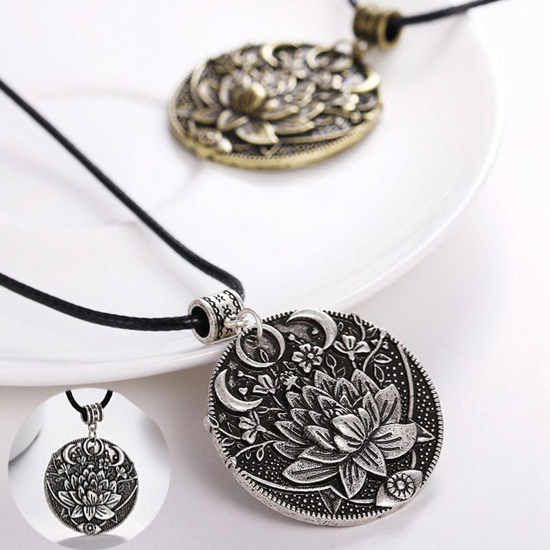 1pc Lotus Eyes Moon Pendant Prettiest Women Lotus Mandala Flower Necklace Phase Lotus Meditation Yoga Jewelry - Image 19