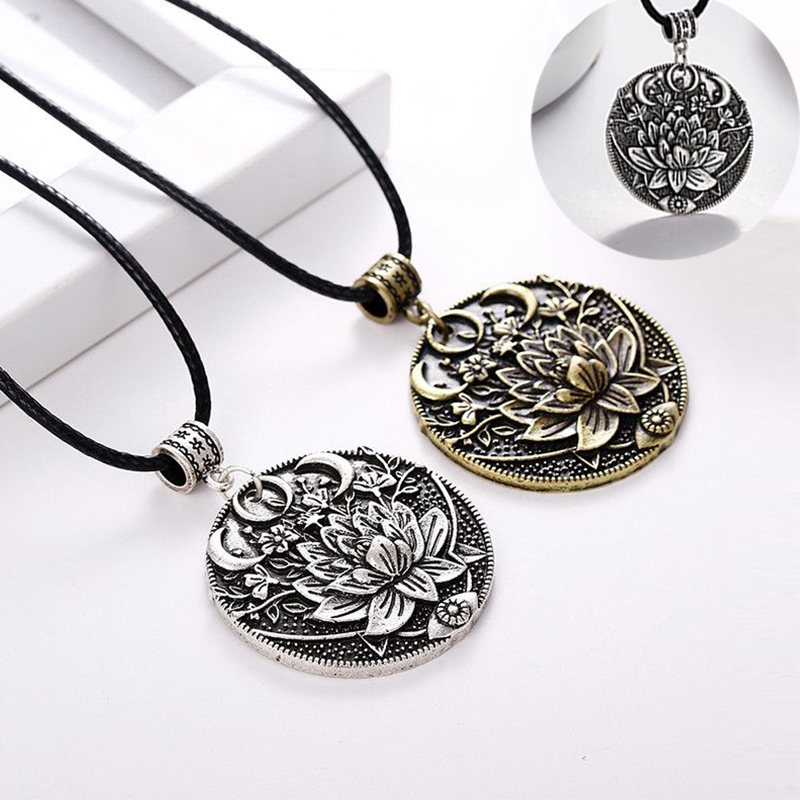 1pc Lotus Eyes Moon Pendant Prettiest Women Lotus Mandala Flower Necklace Phase Lotus Meditation Yoga Jewelry - Image 21