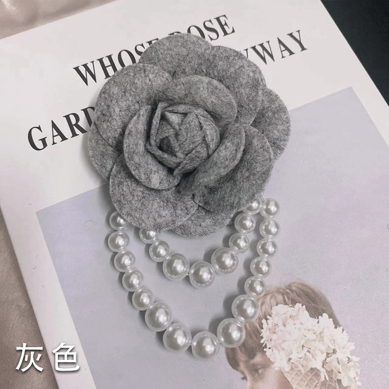 Korean Fabric Camellia Flower Brooch Pins Pearl Tassel Corsage Fashion Jewelry Brooches for Women Shirt Collar Accessories Gift - Image 8