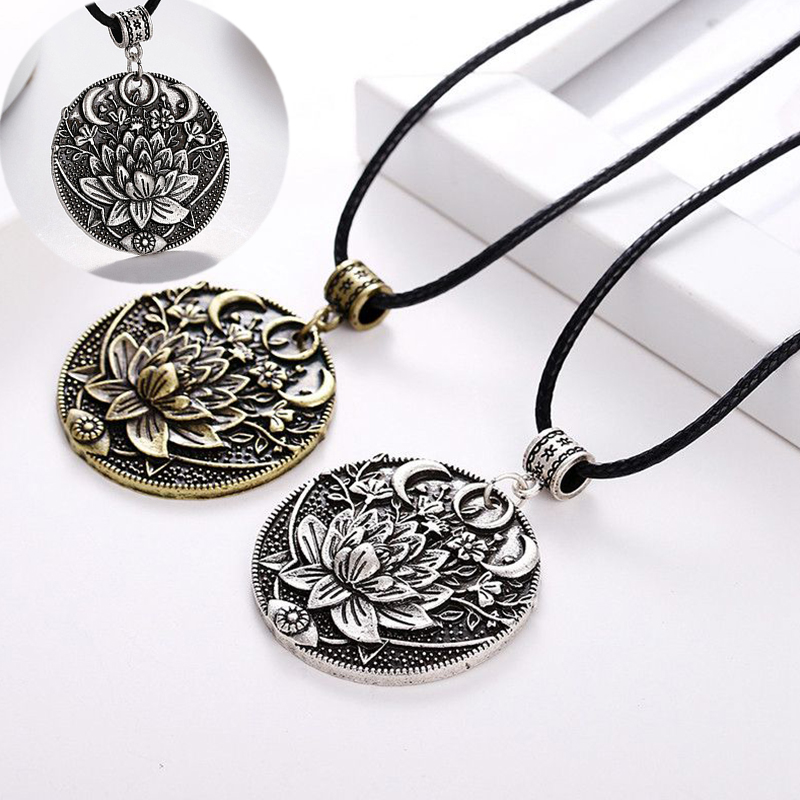 1pc Lotus Eyes Moon Pendant Prettiest Women Lotus Mandala Flower Necklace Phase Lotus Meditation Yoga Jewelry - Image 13