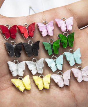 10Pcs Butterfly Charms Enamel Pendants Jewellery Earrings Bracelets Gold Plate