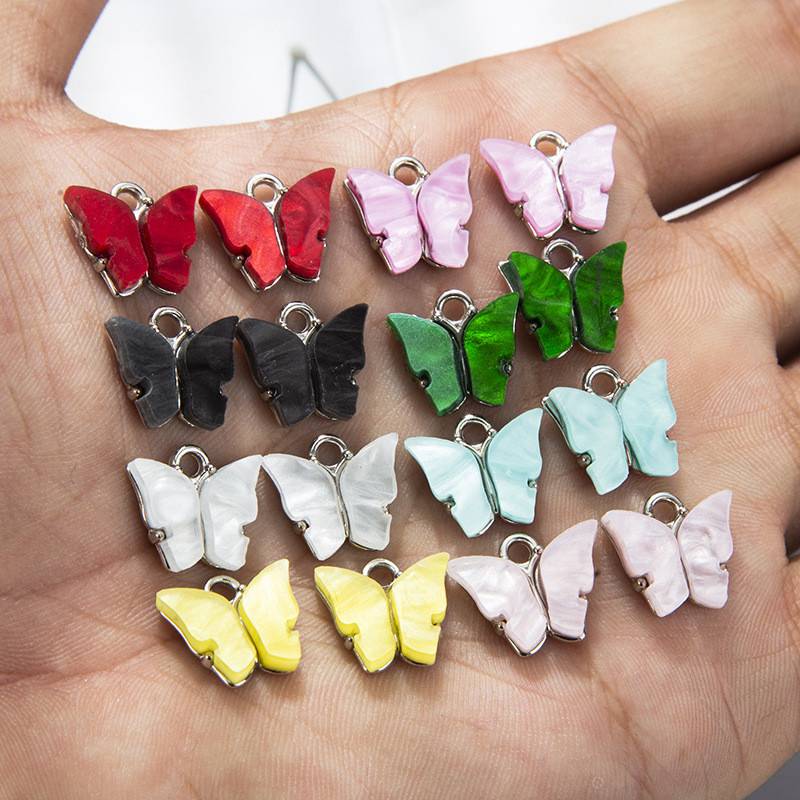 10Pcs Butterfly Charms Enamel Pendants Jewellery Earrings Bracelets Gold Plate