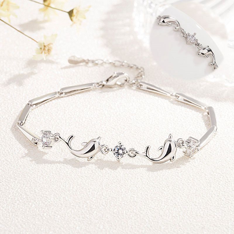 Rose Gold Dolphin 925 Sliver Bangle Womens Jewellery Bracelets Gift UK - Image 3