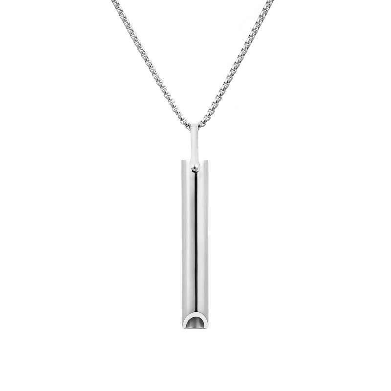 Stainless Steel Whistle Decompression Anxiety Meditation Breathing Titanium Steel Pendant Necklace - 图片 11