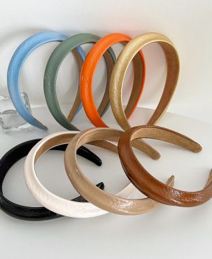 Leather Sponge Headband Vintage Minimalistic Headdress Hair Accessories Fashion Women Hair-Hoop