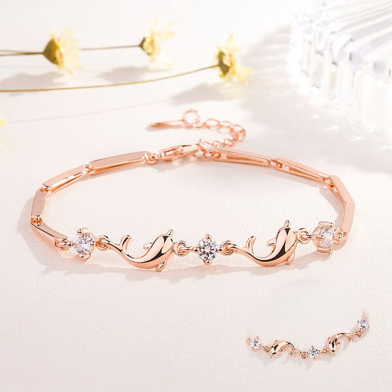 Rose Gold Dolphin 925 Sliver Bangle Womens Jewellery Bracelets Gift UK - Image 4