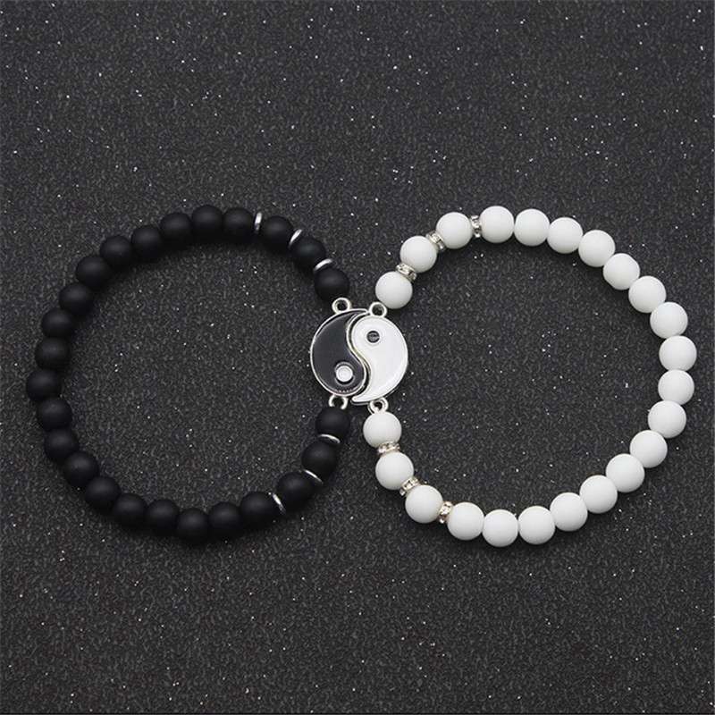 Tai Chi Yin Yang Couple Bracelets Alloy Pendant Adjustable Braid Chain Bracelet Necklace Matching Lover Bracelets Necklaces - 图片 7