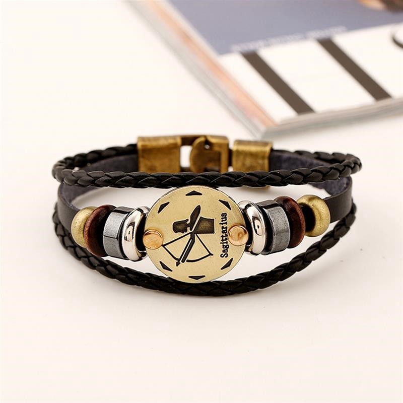 2pcs/set 12 Constellation Bracelets Luminous Charm Leather Bracelet Zodiac Horoscope Braided Bangle Men Women Jewelry Wrist Gift - 图片 10