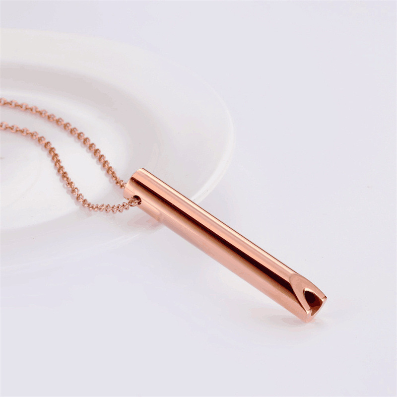 Stainless Steel Whistle Decompression Anxiety Meditation Breathing Titanium Steel Pendant Necklace - 图片 18