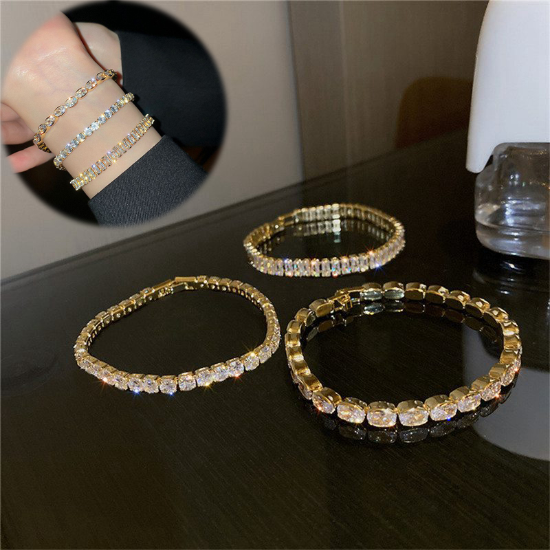Exquisite Geometry Tennis Bracelets for Female AAA Cubic Zirconia Crystal Bracelets Bead Chain Party Jewelry Accessories Gift - 图片 12