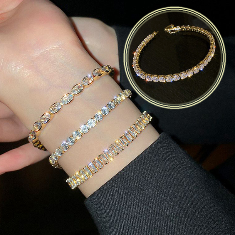 Exquisite Geometry Tennis Bracelets for Female AAA Cubic Zirconia Crystal Bracelets Bead Chain Party Jewelry Accessories Gift - 图片 11