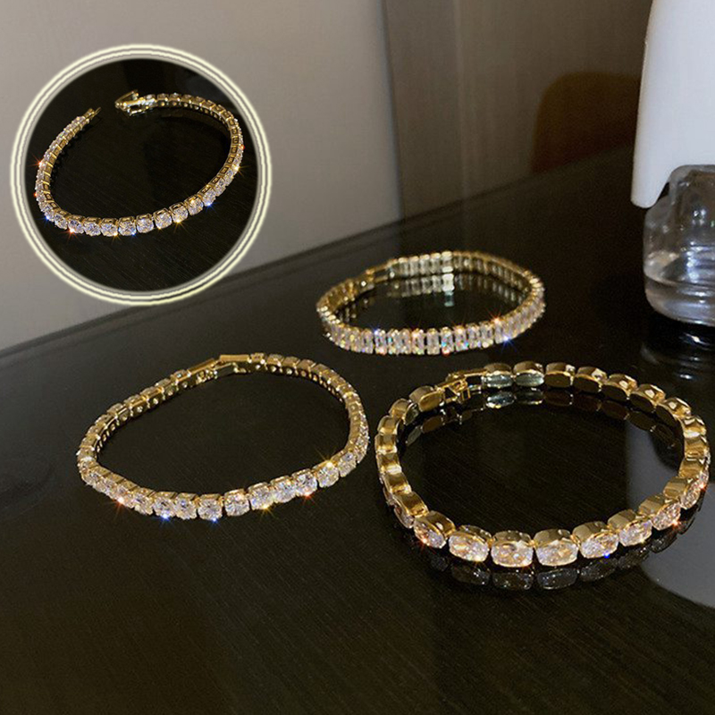 Exquisite Geometry Tennis Bracelets for Female AAA Cubic Zirconia Crystal Bracelets Bead Chain Party Jewelry Accessories Gift - 图片 10