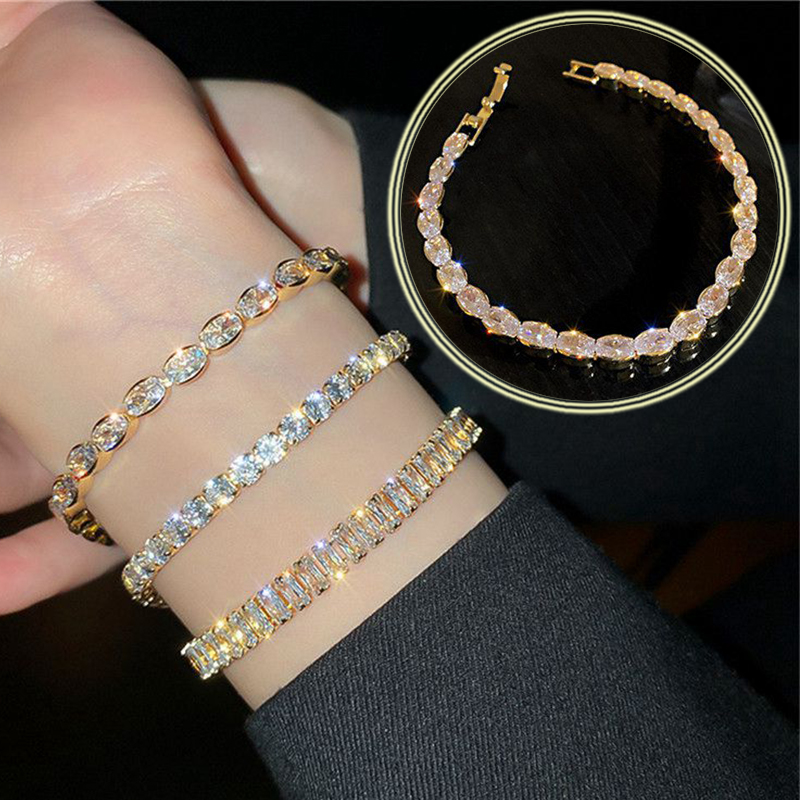Exquisite Geometry Tennis Bracelets for Female AAA Cubic Zirconia Crystal Bracelets Bead Chain Party Jewelry Accessories Gift - 图片 14