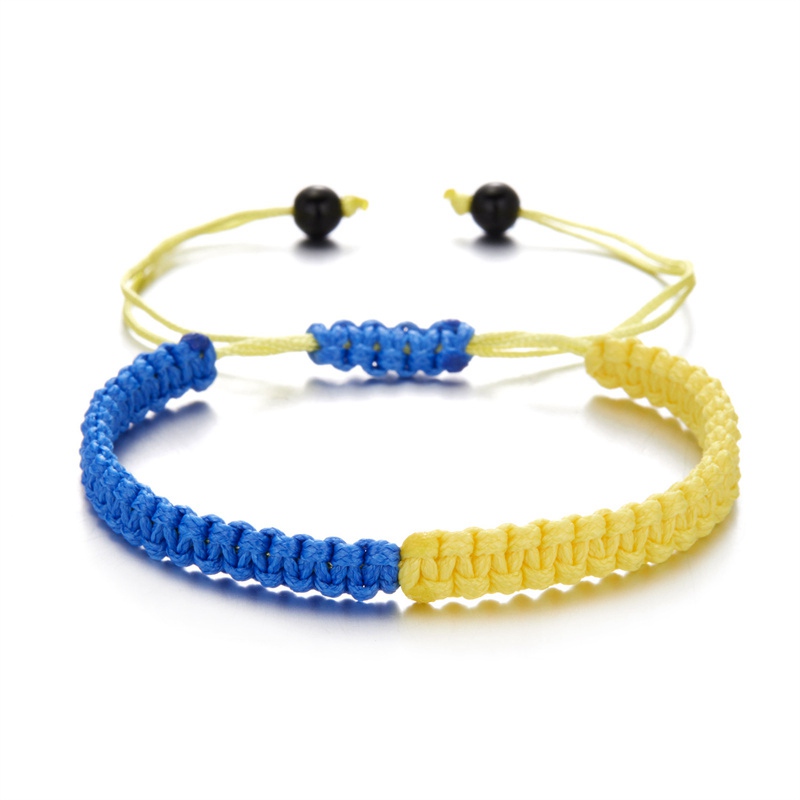 Charm Yellow Blue Ukraine Bracelets For Women Men Handmade Ukrainian Flag Color Woven String Bracelet New Design Couple Jewelry - 图片 3