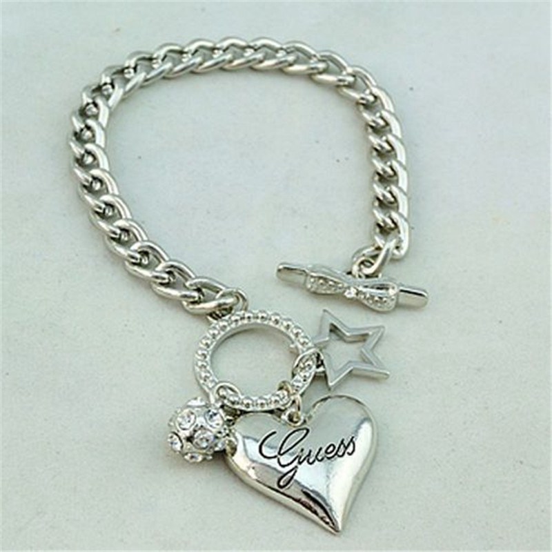 Love Heart Charm Bracelets for Women Gold Silver Color Bracelet&Bangle Jewelry Europe American Style Jewelry - 图片 3