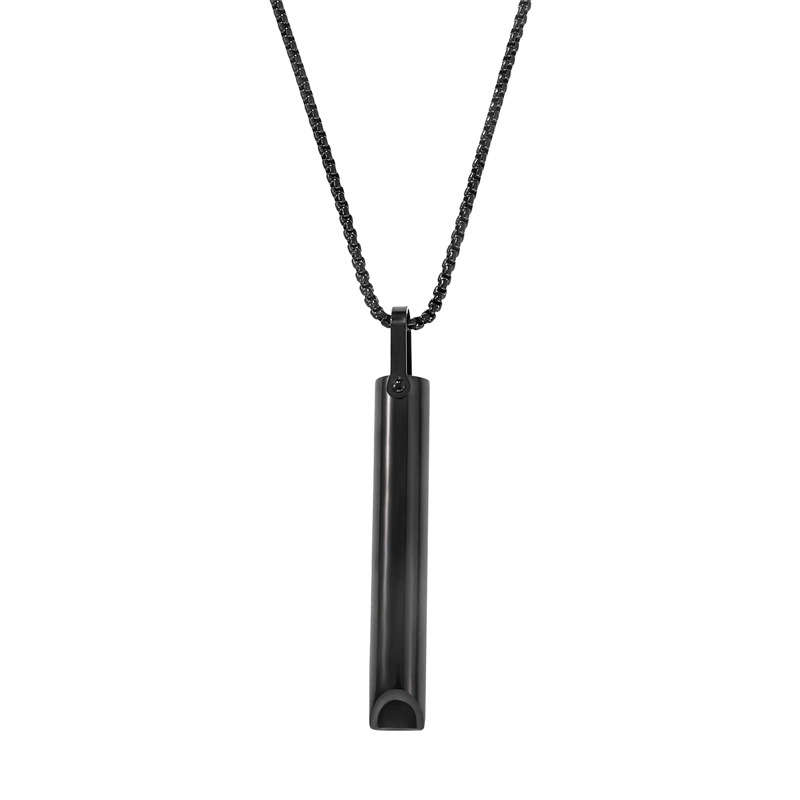 Stainless Steel Whistle Decompression Anxiety Meditation Breathing Titanium Steel Pendant Necklace - 图片 12
