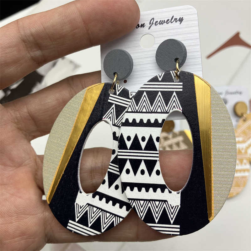 Wood Earrings Ornament Vintage Jewelry Mid-Ancient Bohemian Style Earrings Fashion - 图片 10