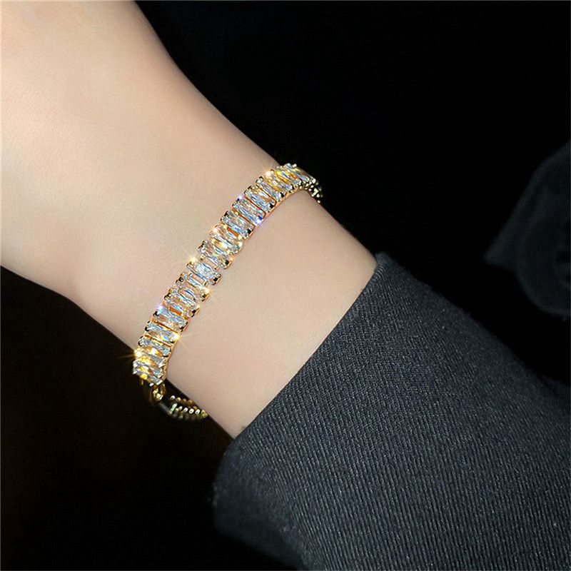 Exquisite Geometry Tennis Bracelets for Female AAA Cubic Zirconia Crystal Bracelets Bead Chain Party Jewelry Accessories Gift - 图片 3