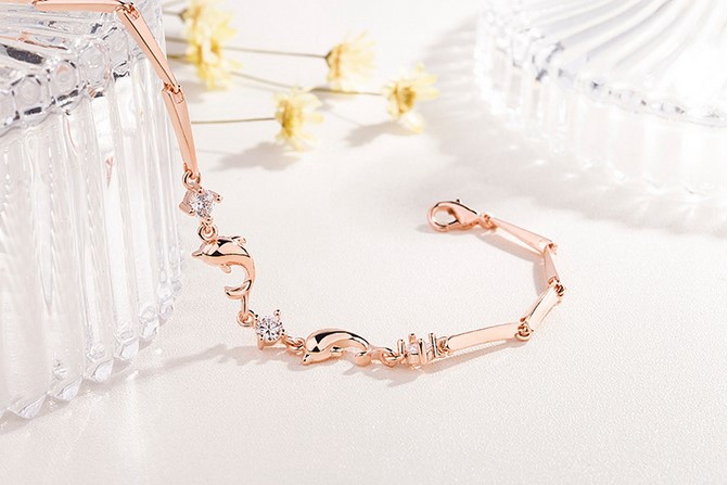 Rose Gold Dolphin 925 Sliver Bangle Womens Jewellery Bracelets Gift UK - Image 5