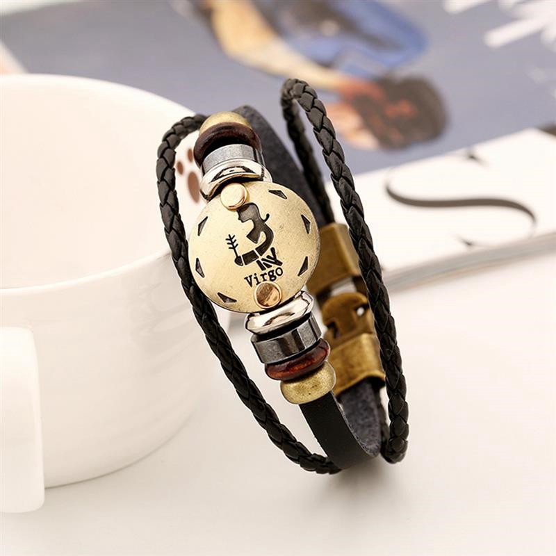 2pcs/set 12 Constellation Bracelets Luminous Charm Leather Bracelet Zodiac Horoscope Braided Bangle Men Women Jewelry Wrist Gift - 图片 11