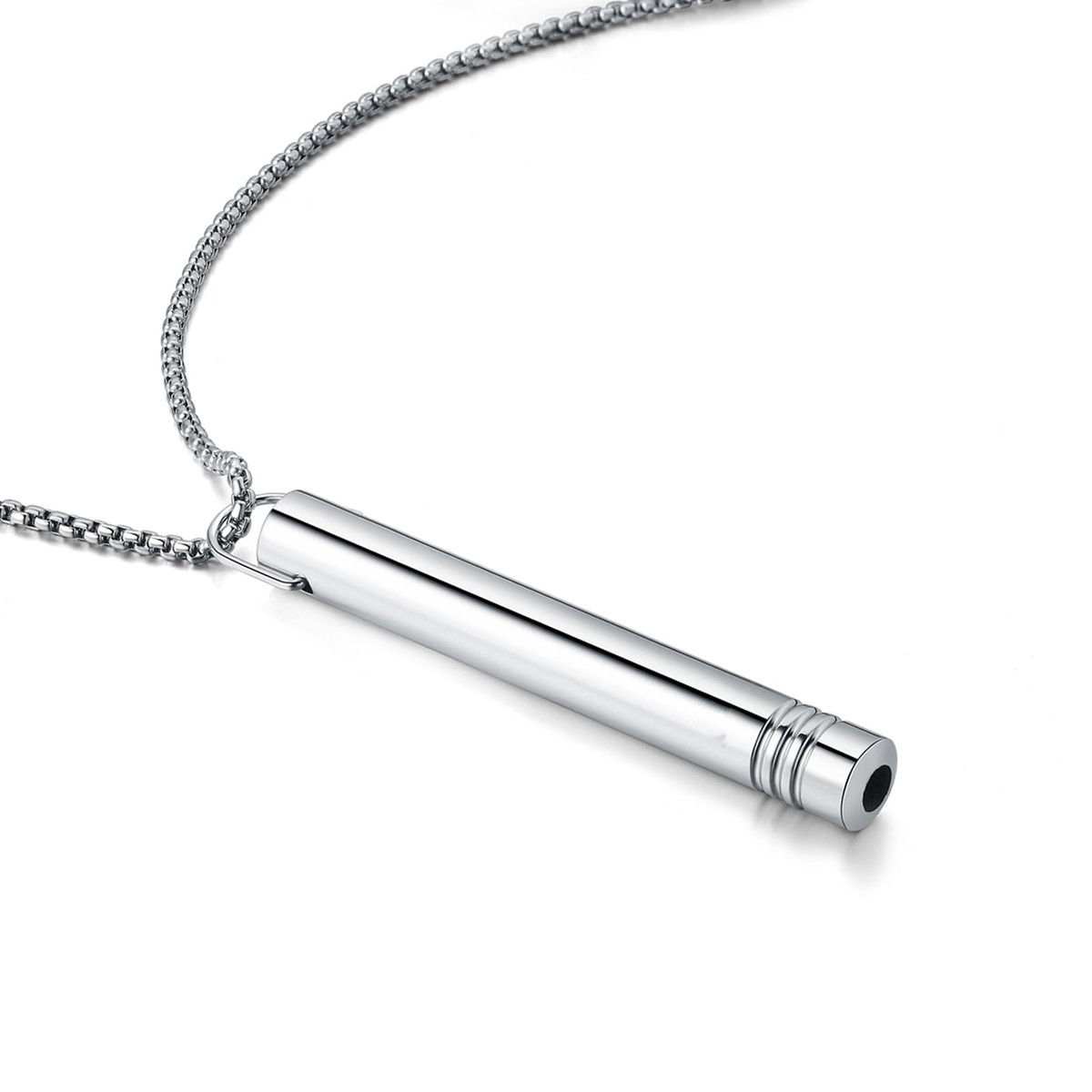 Stainless Steel Whistle Decompression Anxiety Meditation Breathing Titanium Steel Pendant Necklace - 图片 19