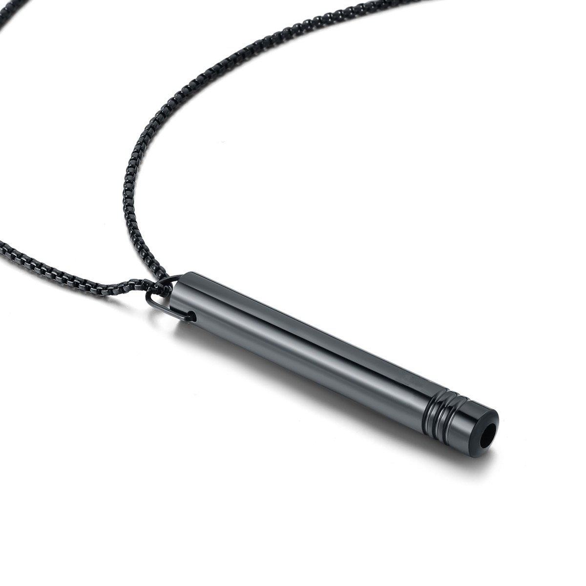 Stainless Steel Whistle Decompression Anxiety Meditation Breathing Titanium Steel Pendant Necklace - 图片 20