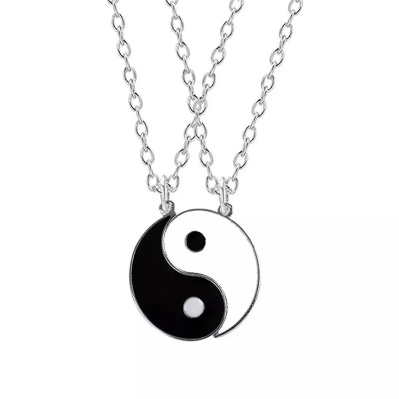 Tai Chi Yin Yang Couple Bracelets Alloy Pendant Adjustable Braid Chain Bracelet Necklace Matching Lover Bracelets Necklaces - 图片 12