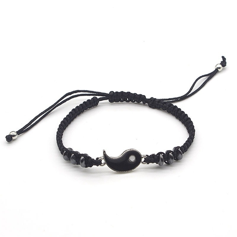 Tai Chi Yin Yang Couple Bracelets Alloy Pendant Adjustable Braid Chain Bracelet Necklace Matching Lover Bracelets Necklaces - 图片 14