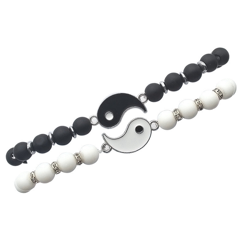 Tai Chi Yin Yang Couple Bracelets Alloy Pendant Adjustable Braid Chain Bracelet Necklace Matching Lover Bracelets Necklaces - 图片 15