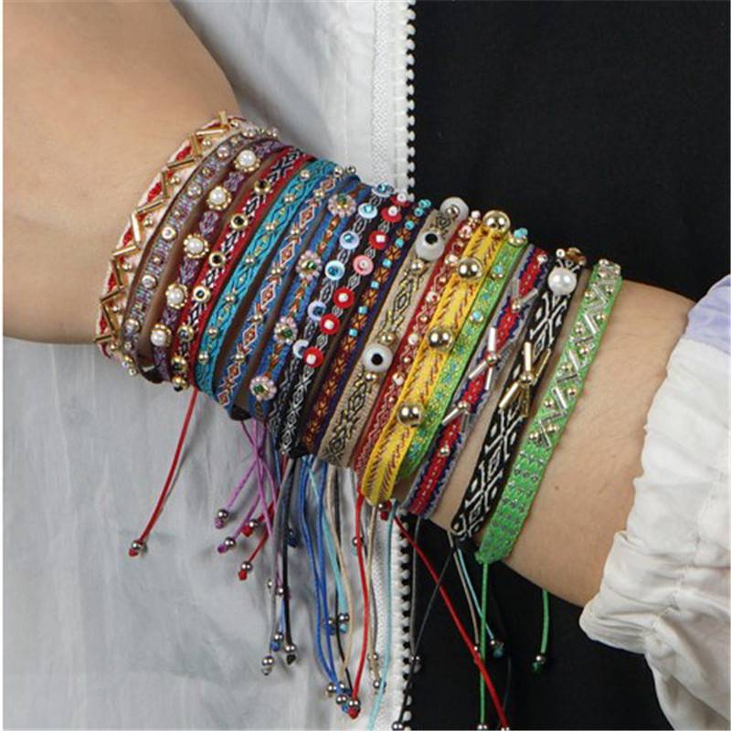 Fabric Bracelet For Women Braided Rope Cloth Bracelets Jewelry 2024Friendship Gift Jewellery Handmade Beads - 图片 21