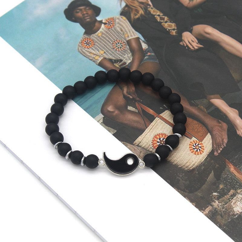 Tai Chi Yin Yang Couple Bracelets Alloy Pendant Adjustable Braid Chain Bracelet Necklace Matching Lover Bracelets Necklaces - 图片 16