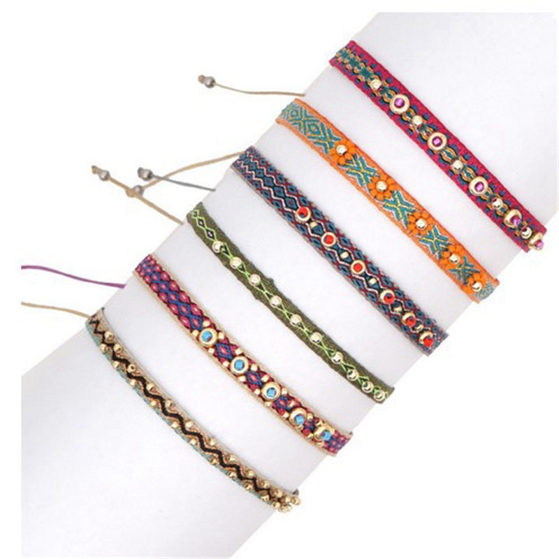 Fabric Bracelet For Women Braided Rope Cloth Bracelets Jewelry 2024Friendship Gift Jewellery Handmade Beads
