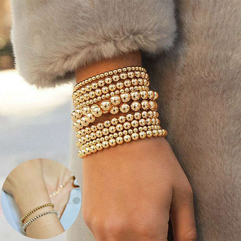 Bohemian Gold Filled Beads Beaded Beaded Stretch Stackable Bracelets Men Women - 图片 13