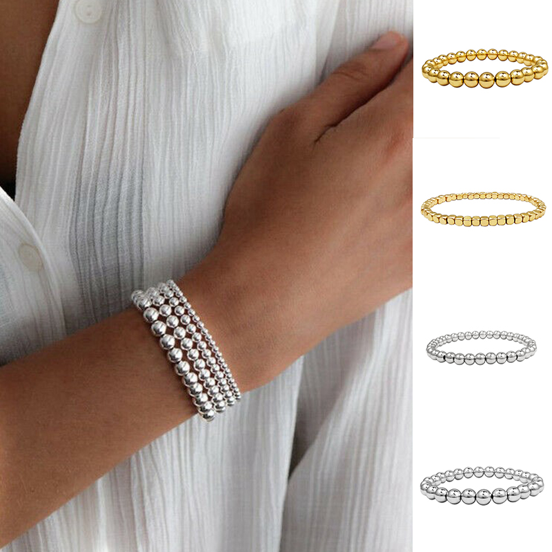 Bohemian Gold Filled Beads Beaded Beaded Stretch Stackable Bracelets Men Women - 图片 14