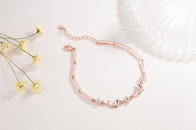 Rose Gold Dolphin 925 Sliver Bangle Womens Jewellery Bracelets Gift UK - Image 6