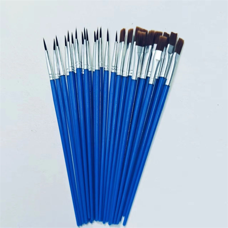 50PC Nylon Hair Flat Brush Watercolor Acrylic Painting Hook Line Pen Digital Oil Painting Brush - Image 3