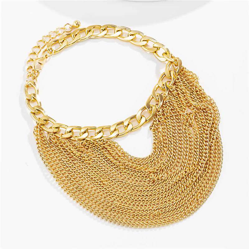 Multi Layered Link Chain Tassel Bracelets Anklets for Women Punk Gold Color Anklets On Foot Barefoot Sandals Jewelry - 图片 10
