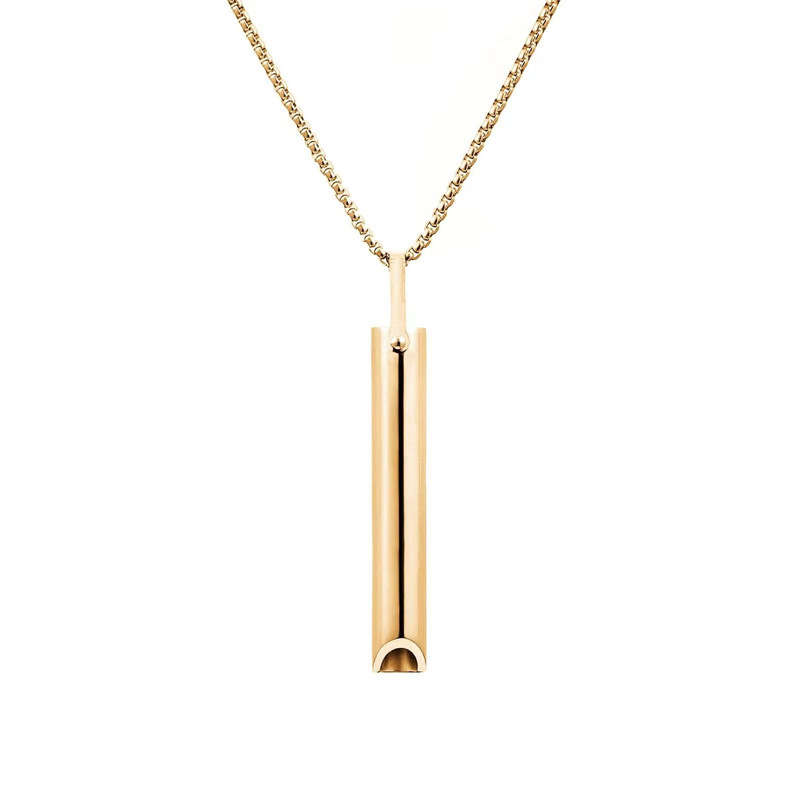 Stainless Steel Whistle Decompression Anxiety Meditation Breathing Titanium Steel Pendant Necklace - 图片 13