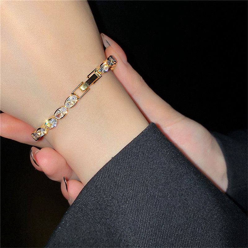 Exquisite Geometry Tennis Bracelets for Female AAA Cubic Zirconia Crystal Bracelets Bead Chain Party Jewelry Accessories Gift - 图片 4