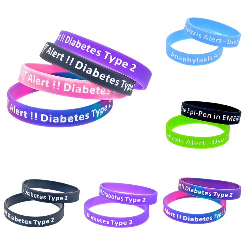 Silicone Bracelets Wrist Bands Medical Alert Health Survival Aware Adults Kids - 图片 19